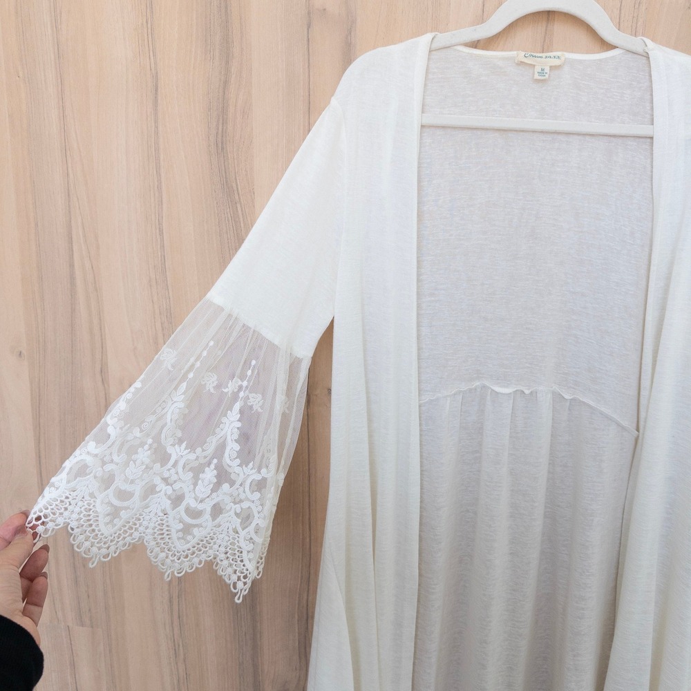 Cotton Bleu Lace Cardigan Medium‎ White Boho Coastal Festival Cottage Fairy - Picture 4 of 8